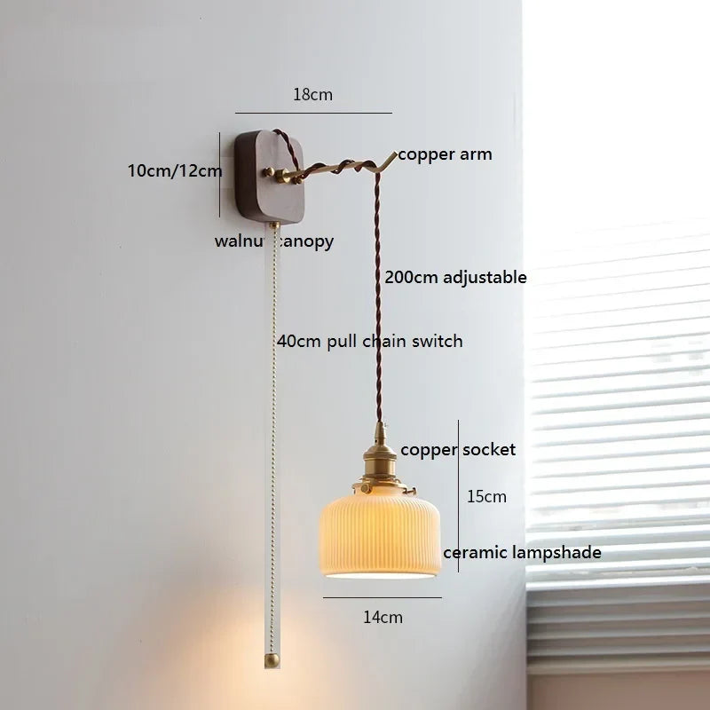 DecorBites™ Ceramic LED Wall Light: Japanese Style Fixture, Home Decor for Bedroom & Living Room