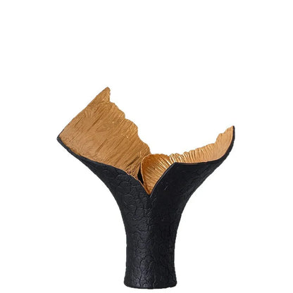 DecorBites™ Jarrón de resina negra y dorada para decoración del hogar