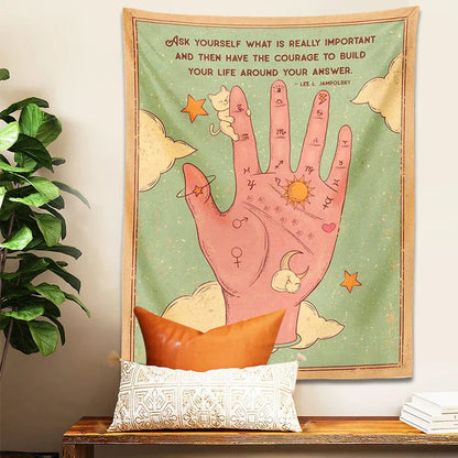 Decobites Tarot Palmistry Tapestry Cat Sun Moon Witchcraft Bohemian Hippie Home Decor