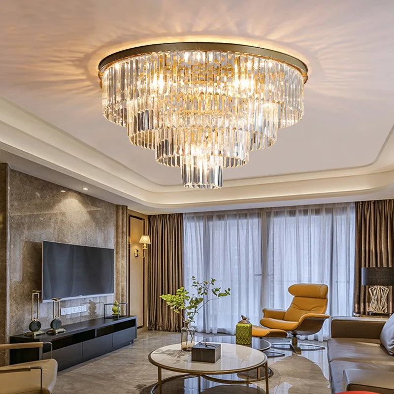 DecorBites™ Gold LED Crystal Ceiling Light: Luxury Home Decor Fixture
