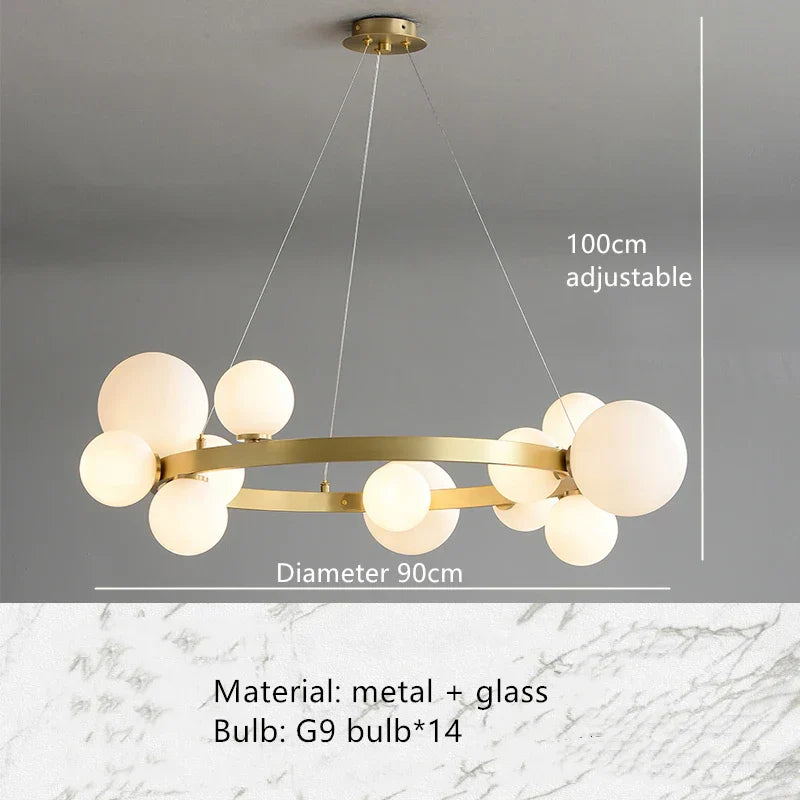 DecorBites™ Bubble Ball LED Pendant Light Fixture for Hall, Dining Room, Bedroom - Height Adjustable