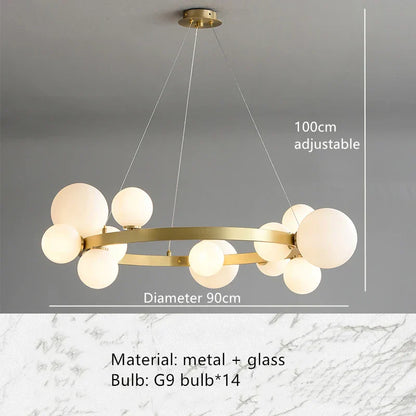 DecorBites™ Bubble Ball LED Pendant Light Fixture for Hall, Dining Room, Bedroom - Height Adjustable