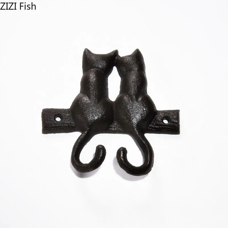 DecorBites™ Cat Hook Hanging Shelf: Decorative Cast Iron Wall Coat Rack for Outdoor Decoration