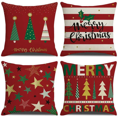 DecorBites™ Christmas Linen Cushion Cover for Festive Home Decor in Living Room