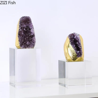 DecorBites™ Amethyst Crystal Base Desk Ornament for Room Aesthetics