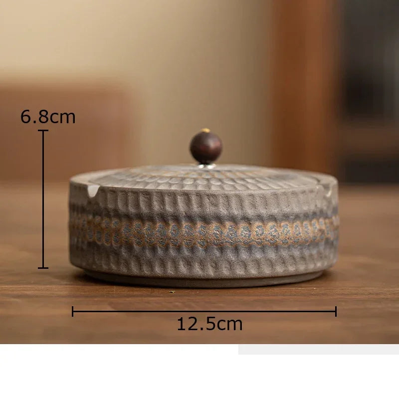 DecorBites™ Ceramic Ashtray with Lid - Stylish Smoking Accessories for Home and Office