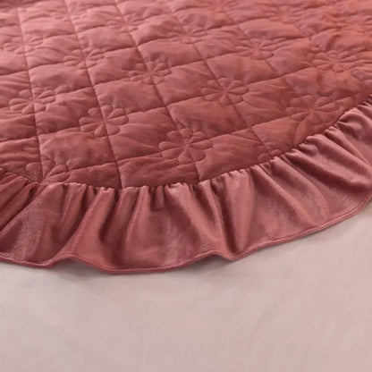 Decobites Nordic Pink Velvet Quilting Bedspread Set with Pillowcases