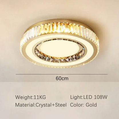 DecorBites™ Gold Crystal Ceiling Chandelier LED Fixture for Luxury Home Decor