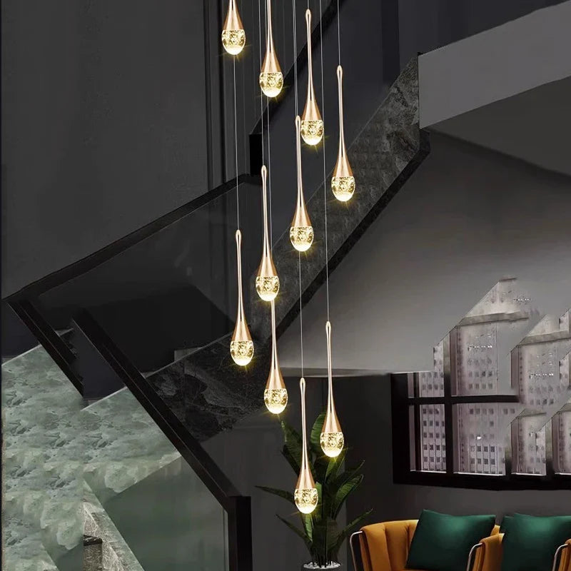 Modern Crystal Pendant Light With Adjustable Height