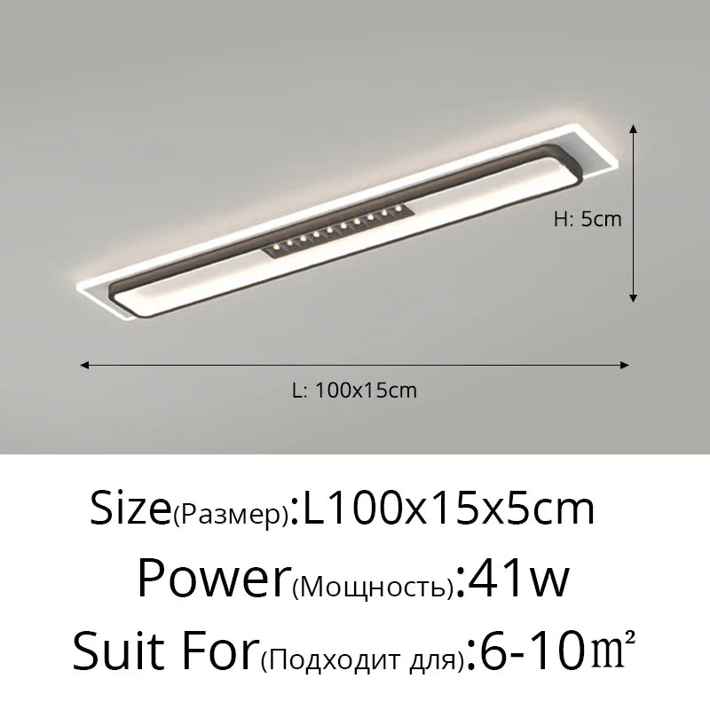 DecorBites™ LED Chandelier Lights Remote Dimming Black White Modern Long Living Room Bedroom Hall Lamps