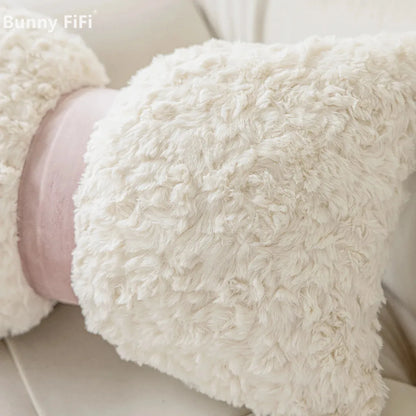 DecorBites™ Brown Geometric Embroidery Plush Cushion Cover, Nordic Luxury Home Decor Pillow Case