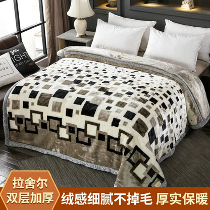 DecorBites™ Winter Raschel Blanket: Double Layered Warm Flannel Bedding Blanket