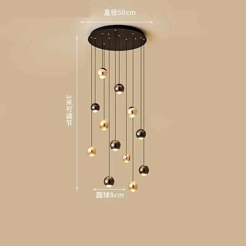 Decorbites™ Lámpara de Araña de Cristal Bolas Doradas | Accesorio de Iluminación Decorativa de Arte Moderno