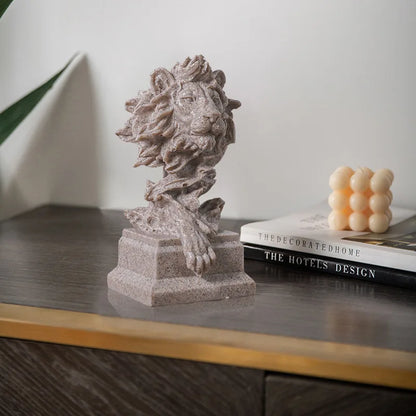 Decorbites™ Löwenkopf-Harzstatue Vintage Tier-Imitat-Bronze Heim- und Büro-Dekoration