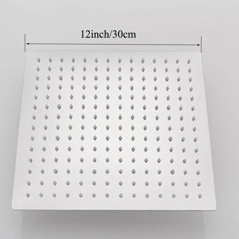 DecorBites™ 12-inch Square Rain Shower Head with Ceiling/Wall Mount in Chrome/Gold/Brushed/Black Finish