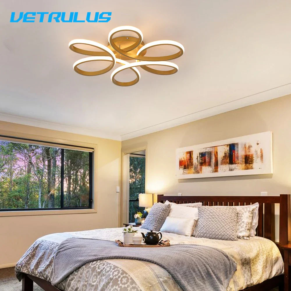 DecorBites™ Gold Flower Acrylic Pendant Chandelier - Modern LED Ceiling Light