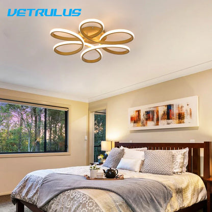 DecorBites™ Gold Flower Acrylic Pendant Chandelier - Modern LED Ceiling Light