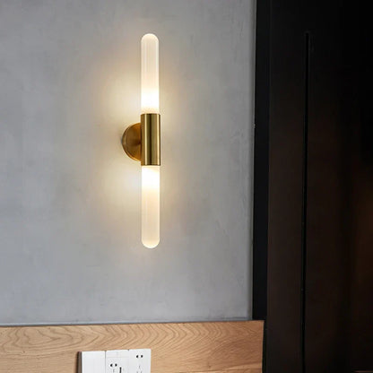 Aplique LED DecorBites™ de metal dorado con cristal blanco transparente, casquillo E27, diseño minimalista