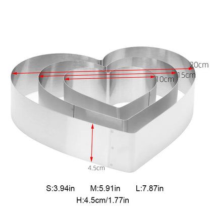 DecorBites™ Heart-Shaped Stainless Steel Mousse Mold Set - Baking Tool for Cakes & Desserts