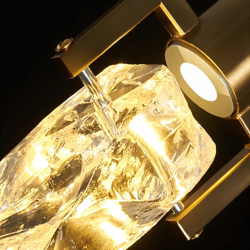 DecorBites™ Elegant Diamond Crystal Chandelier LED Light Fixture Gold Home Decor