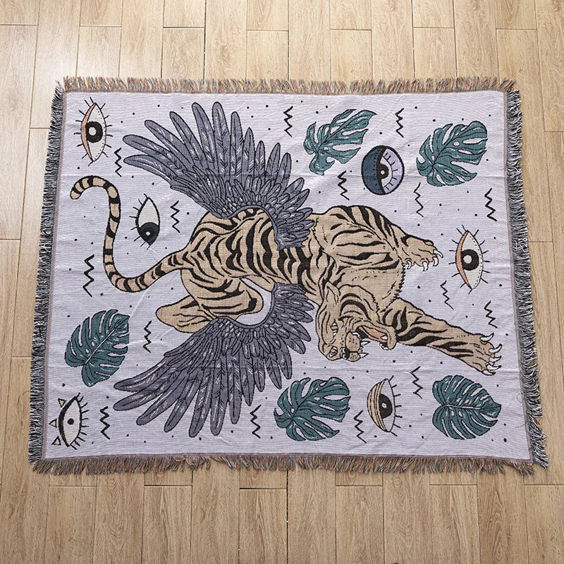 DecorBites™ Knitted Tapestry Sofa Blanket - Light Luxury Decorative Blanket for Living Room, Nap Bedspread, Picnic, Camping Mat