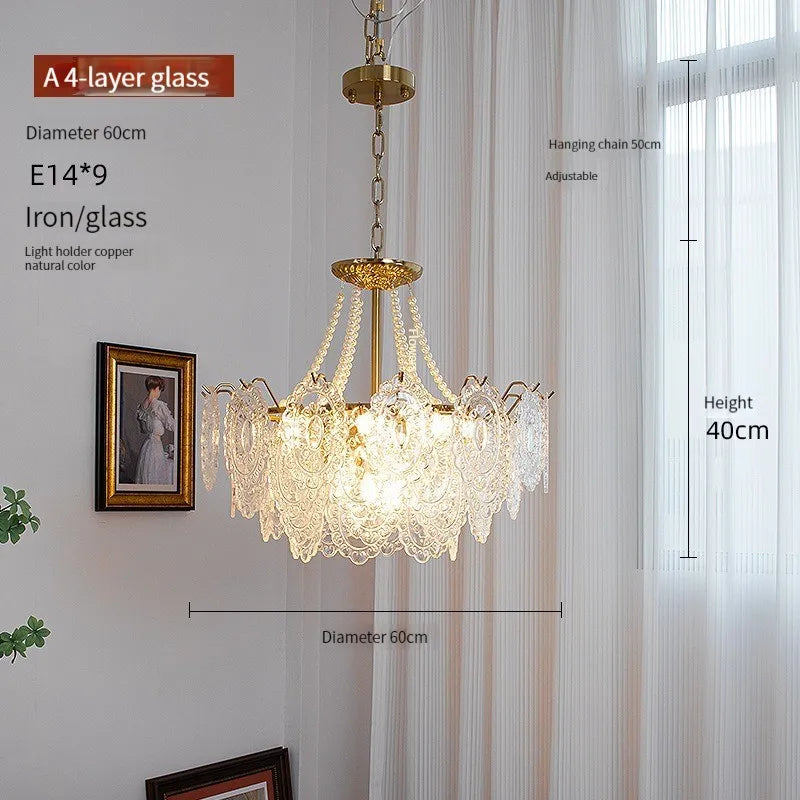 DecorBites™ Clear Glass LED Chandelier: Modern French Style for Living Room, Bedroom, Kitchen.