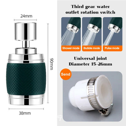 ديكوربايتس™، مهوية صنبور مطبخ من الألومنيوم بثلاثة أوضاع | فلتر فوهة موفر للمياه بزاوية 360 درجة