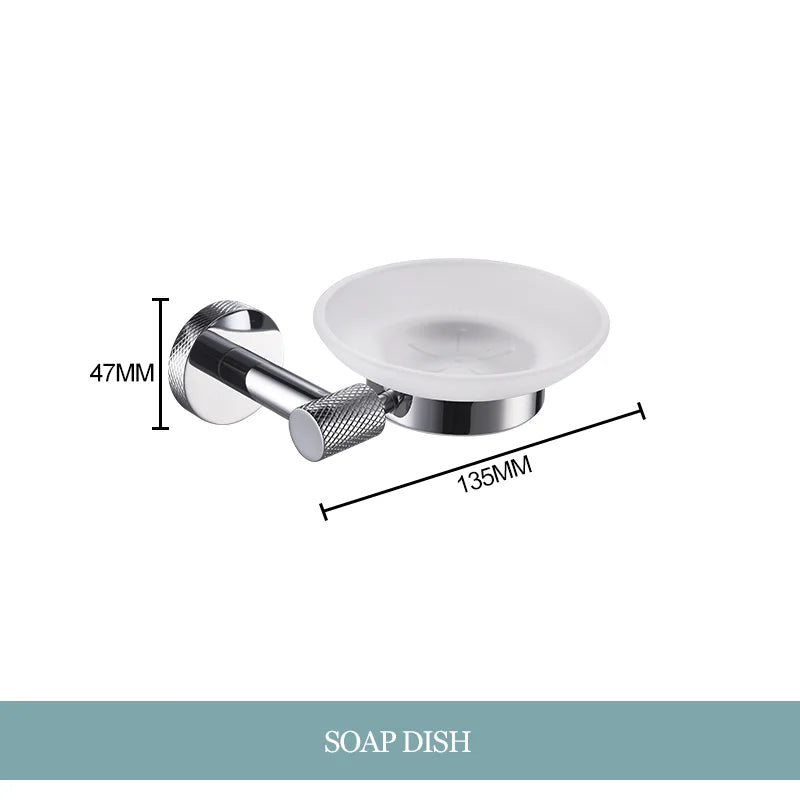 DecorBites™ Bathroom Essentials Set: Towel Bar, Toilet Paper Holder, Bathrobe Hook, Soap Dish, Toilet Brush