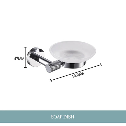 DecorBites™ Bathroom Essentials Set: Towel Bar, Toilet Paper Holder, Bathrobe Hook, Soap Dish, Toilet Brush