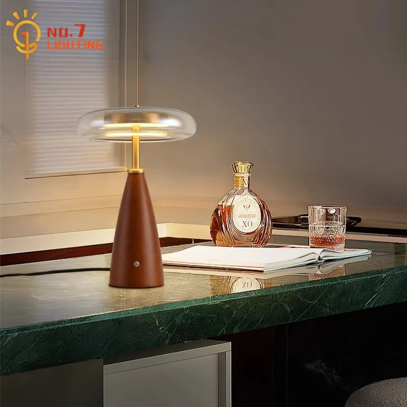 DecorBites™ Gold Lustre Wood Table Lamp LED - Luxe Retro Medieval Design