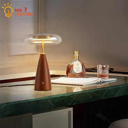 DecorBites™ Gold Lustre Wood Table Lamp LED - Luxe Retro Medieval Design