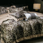 Decobites Feather Leopard Print Luxury 1000TC Egyptian Cotton Bedding Set