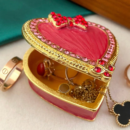 DecorBites™ Enameled Metal Jewelry Trinket Box Figurines Hand Painted Storage Case