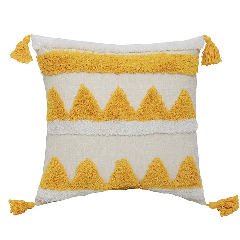 DecorBites™ Boho Chenille Tufted Pillow Case with Tassels for Home Fall Decor