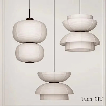 DecorBites™ Japanese Wabi Sabi Fabric Pendant Light: Traditional and Creative Lighting for Dining Room