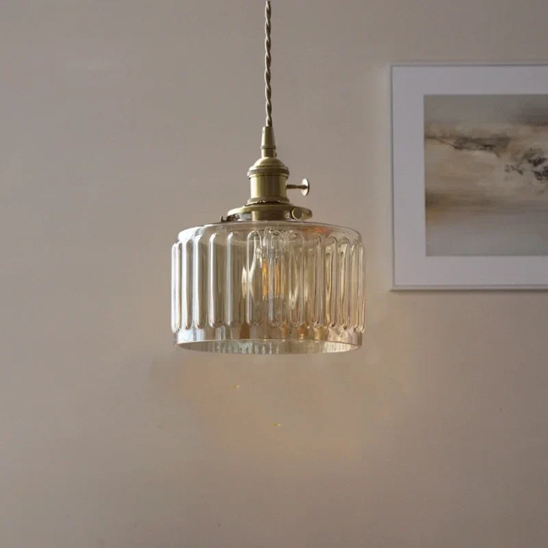 مصباح معلق LED زجاجي كهرماني من DecorBites™ - مصباح معلق نورديك قابل للتعديل على شكل سلم