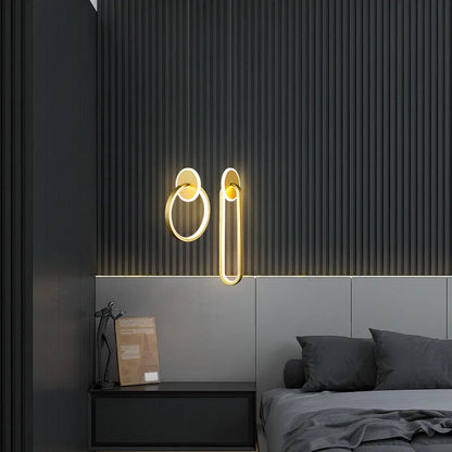 ثريا DecorBites™‎ دائرية من الذهب الأسود مع مصباح معلق بجانب السرير، كابل طويل 12 وات