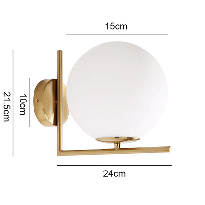 DecorBites™ Gold Glass Ball Wall Sconce LED Round Ball Wall Lamp