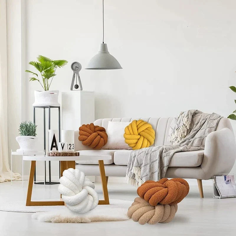 DecorBites™ Knotted Ball Grey Throw Pillow for Bed Couch Living Room