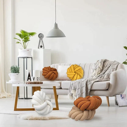 DecorBites™ Knotted Ball Grey Throw Pillow for Bed Couch Living Room