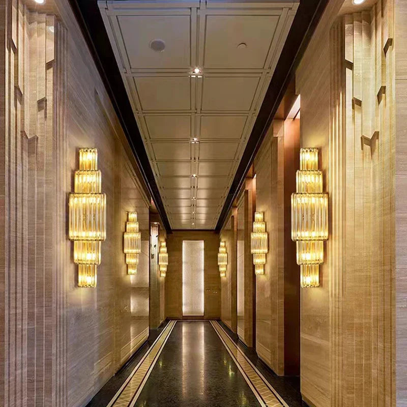 DecorBites™ Clear Glass Wall Lamp Stainless Steel Sconces for Hotel Hall Dining Room