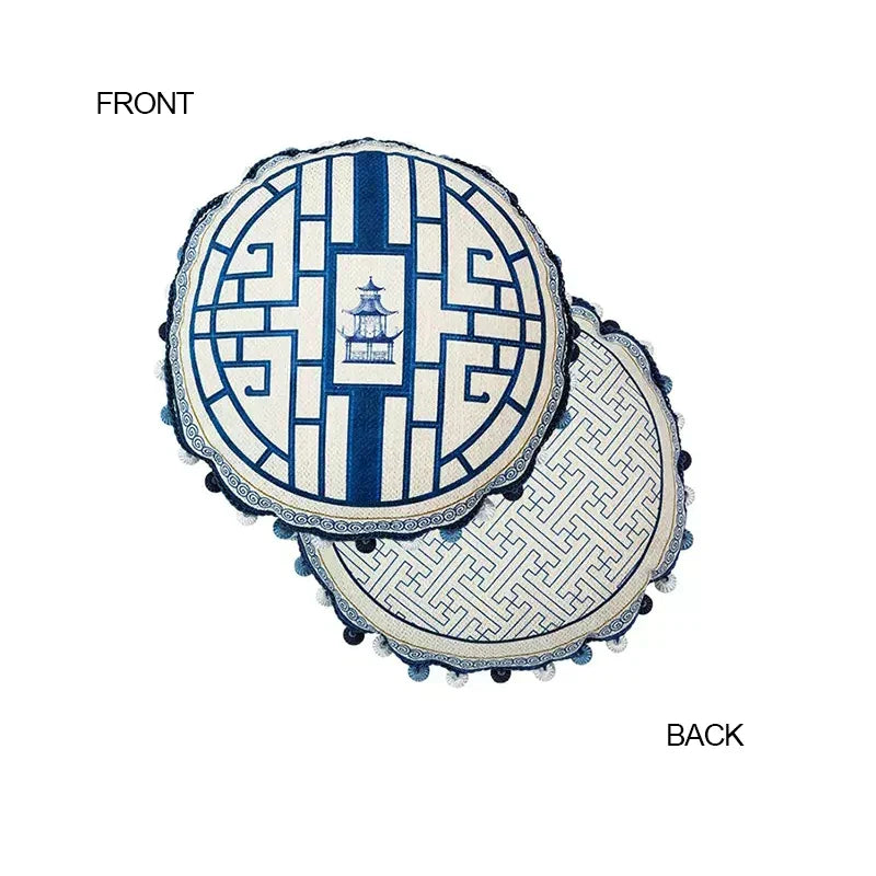 أغطية وسائد ديكورية من DecorBites™ بتصميم غابة النيلي القديمة - غطاء وسادة مزخرف يدويًا