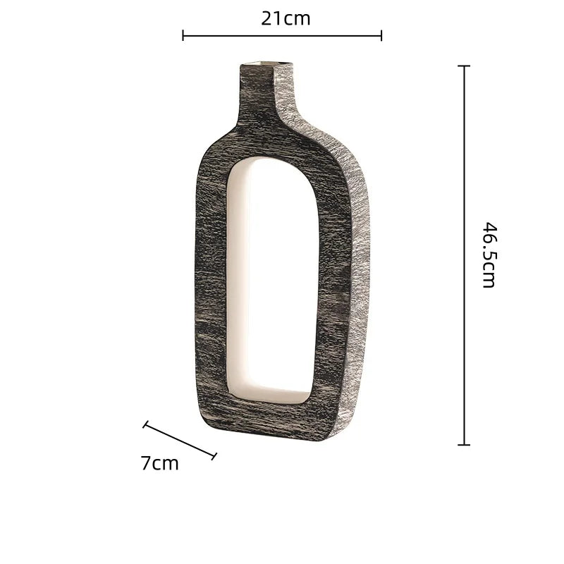 Florero de cerámica DecorBites™ con rayas geométricas para decoración del hogar y arreglos florales