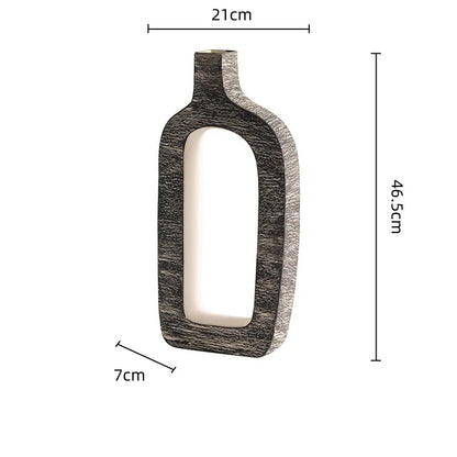 Florero de cerámica DecorBites™ con rayas geométricas para decoración del hogar y arreglos florales