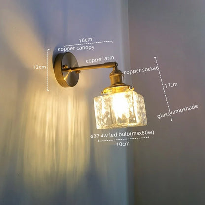 Lámpara de pared LED DecorBites™ de cobre y cristal, moderna luz de noche para pasillo.