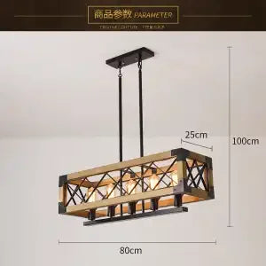 ديكوربايتس™ مصباح معلق بستة رؤوس على الطراز الصناعي - مصباح طاولة حديدي من الخشب الصلب بتصميم كلاسيكي