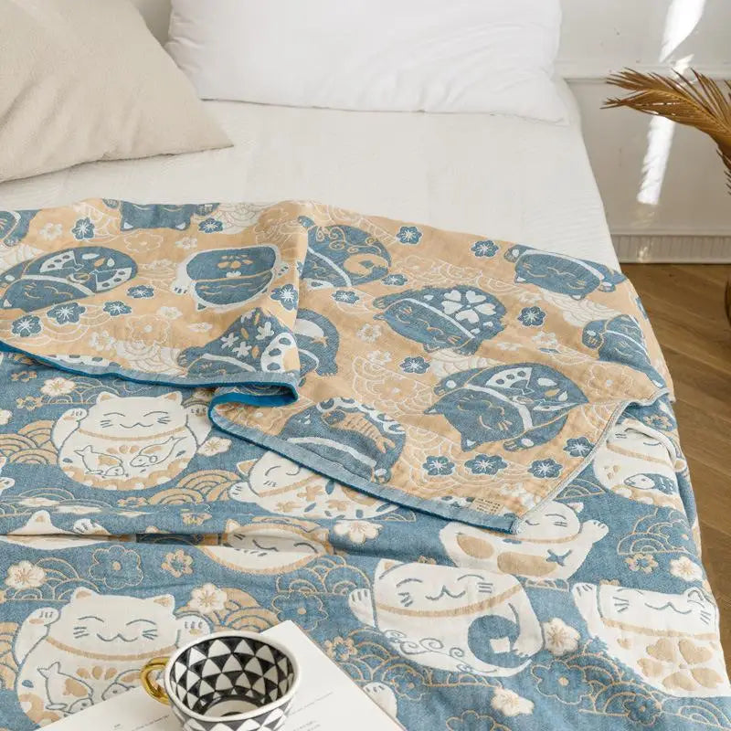 بطانية صيفية من القطن والشاش من DecorBites™، ناعمة وجيدة التهوية، مناسبة للسرير الفردي المزدوج