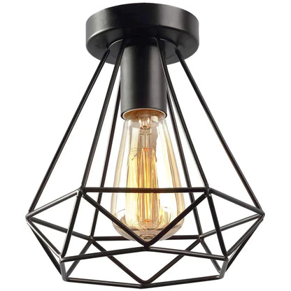 DecorBites™ Iron Black Cage Ceiling Lamp Retro Fixtures Home Lighting for Living Room