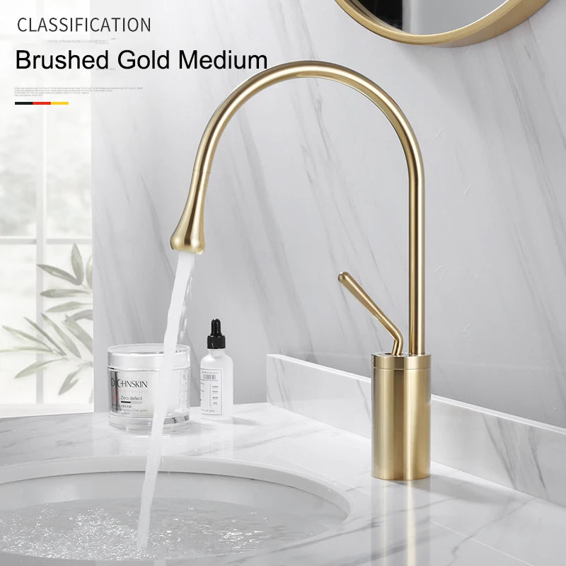 Brushed Gold Bathroom Basin Faucet
