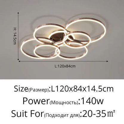 DecorBites™ LED Chandelier: Modern Living Study Bedroom Lamps, Round Rings Foyer Chandeliers Luminaire